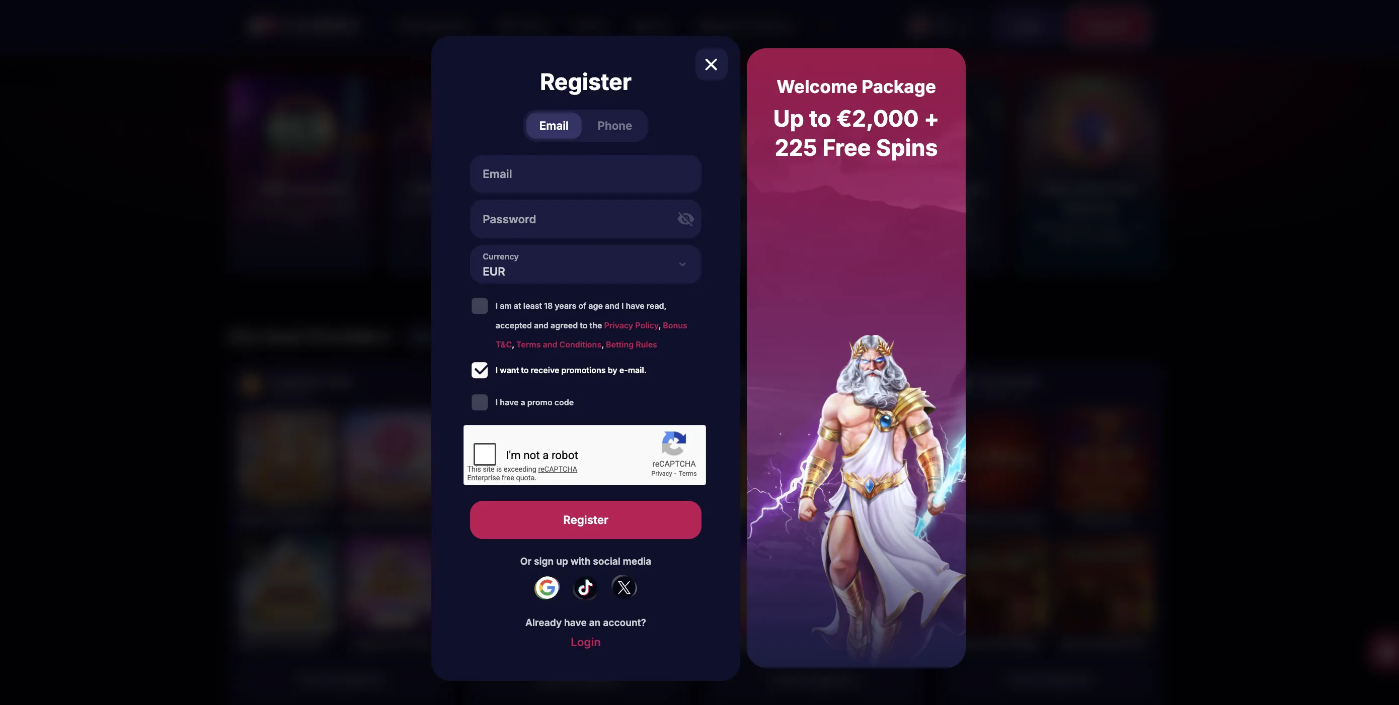 Jak vytvořit účet a získat zahraniční casino bonus za registraci za 5 minut